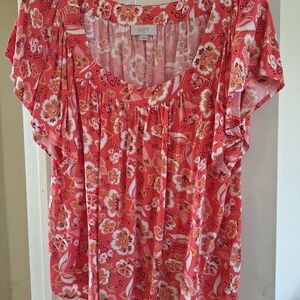 LOFT Floral Pink Blouse